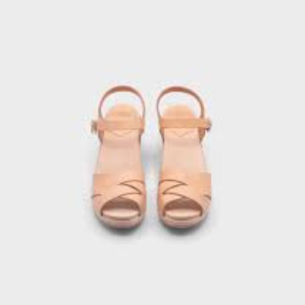 Sandgrens Rio grande leather clog sandals in nude, 38